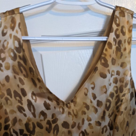 MOB WIFE !! |  NEVER WORN!! | Y2K VTG | SILK |  LEOPARD PRINT Sheath Dress!!  14 - Picture 4 of 10